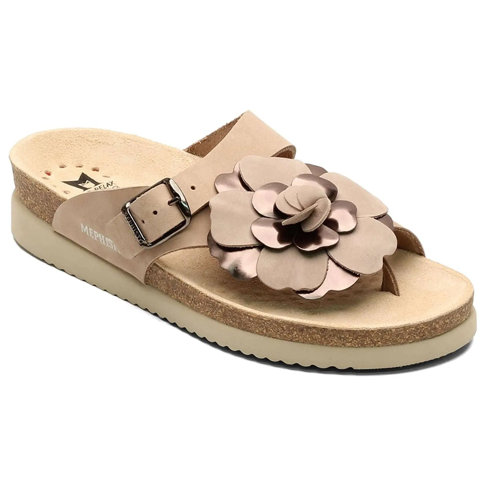 Mephisto Helen Flower Nubuck Leather Women's Slide Sandals