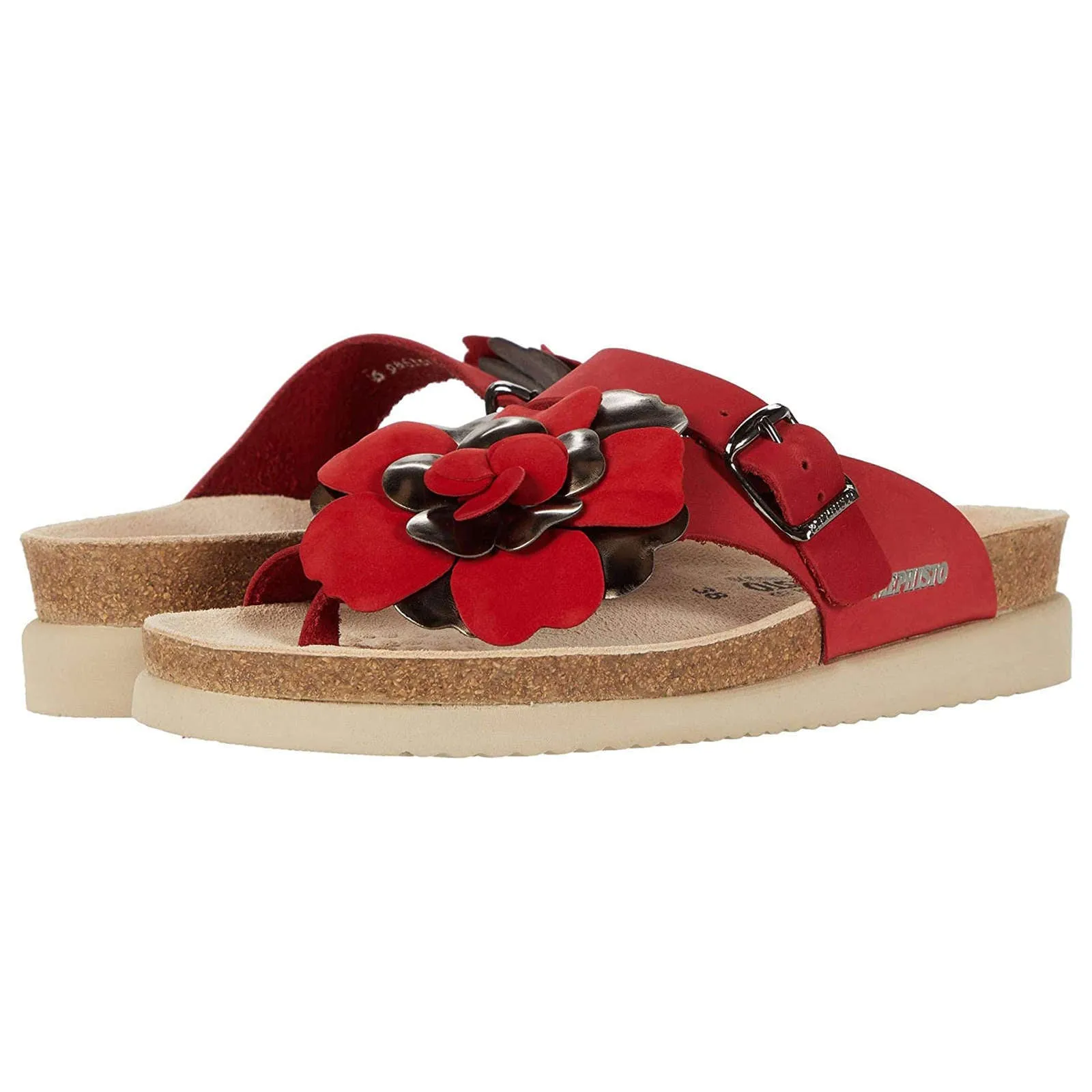 Mephisto Helen Flower Nubuck Leather Women's Slide Sandals