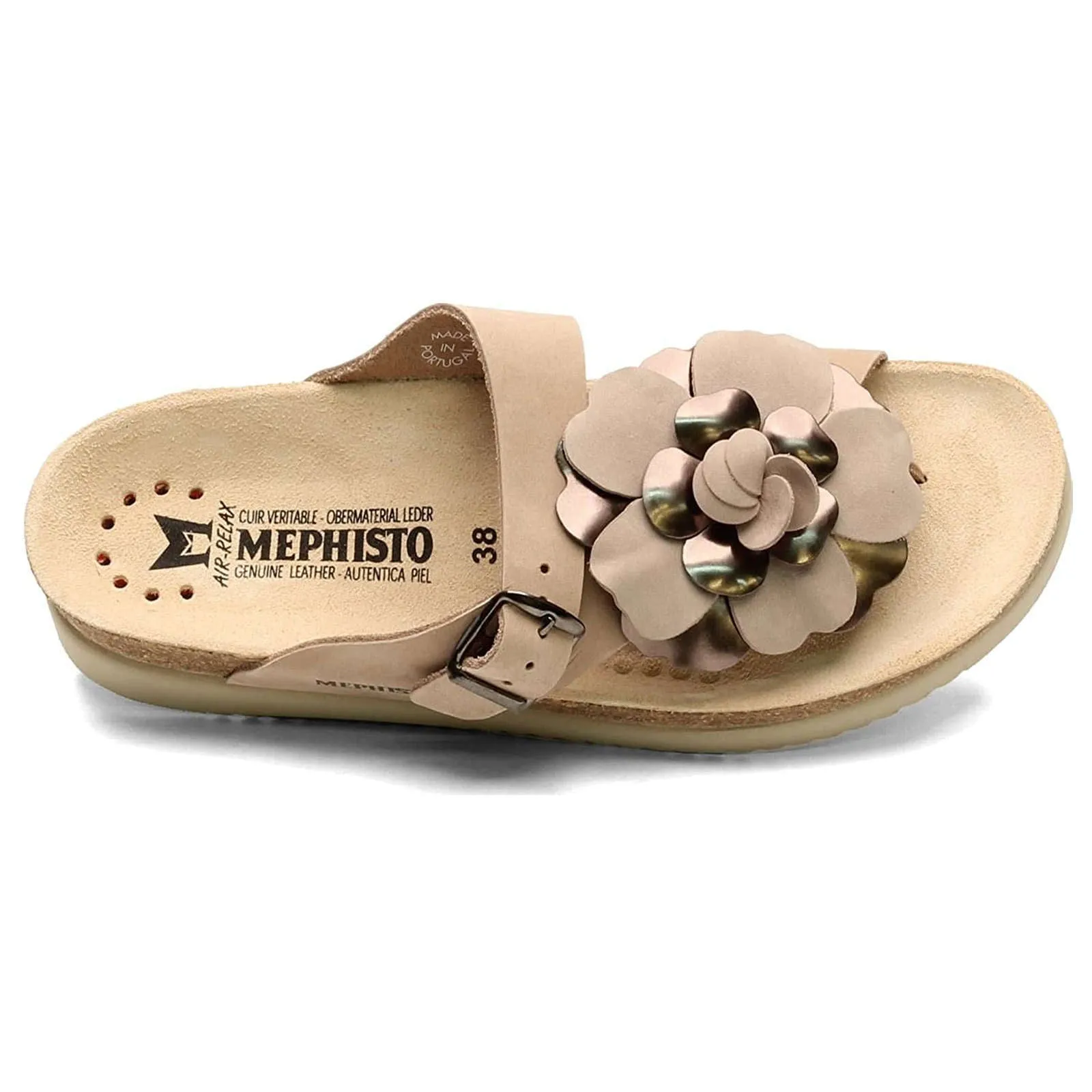Mephisto Helen Flower Nubuck Leather Women's Slide Sandals