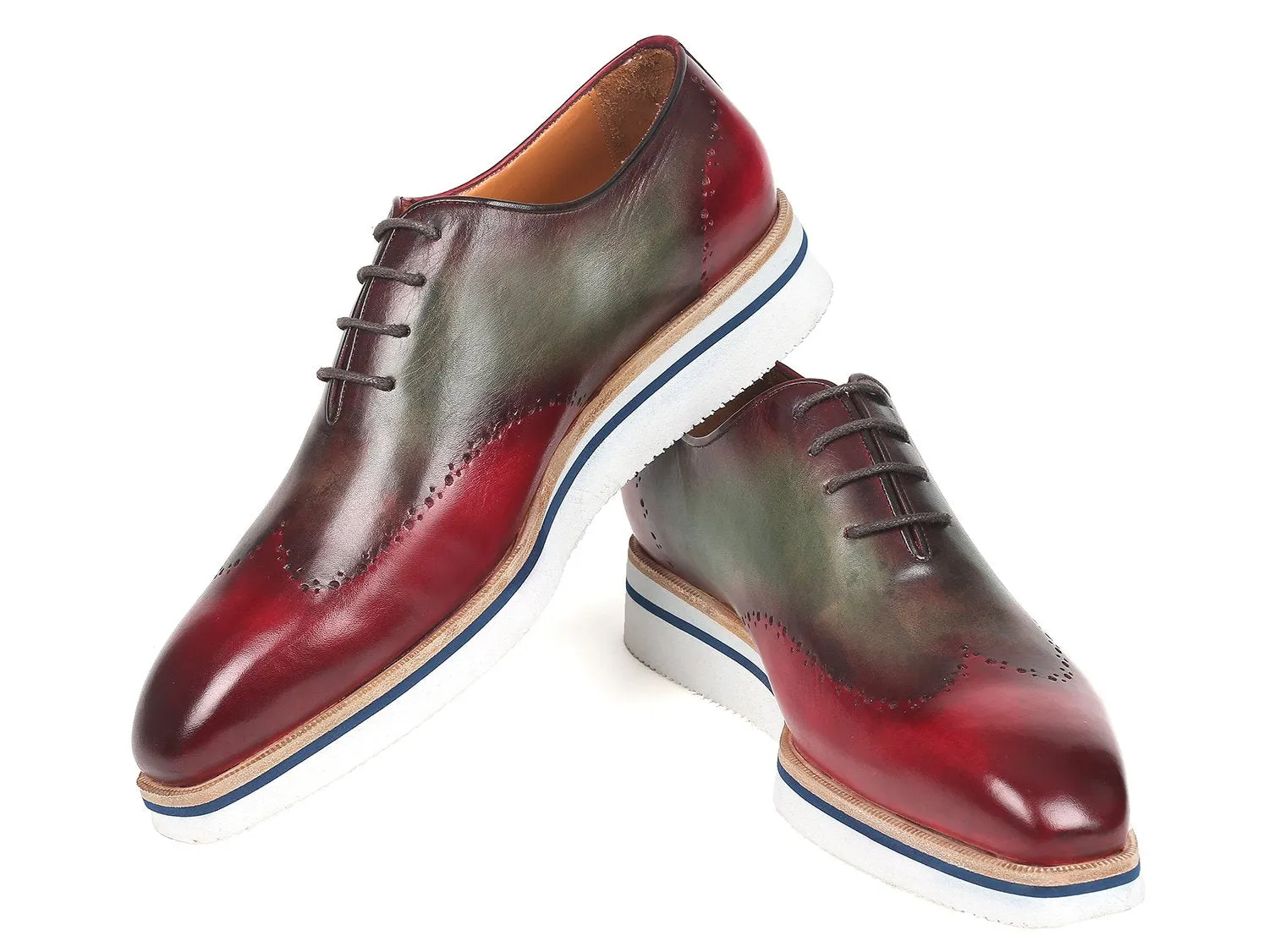 Paul Parkman Men's Bordeaux & Green Wingtip Oxfords