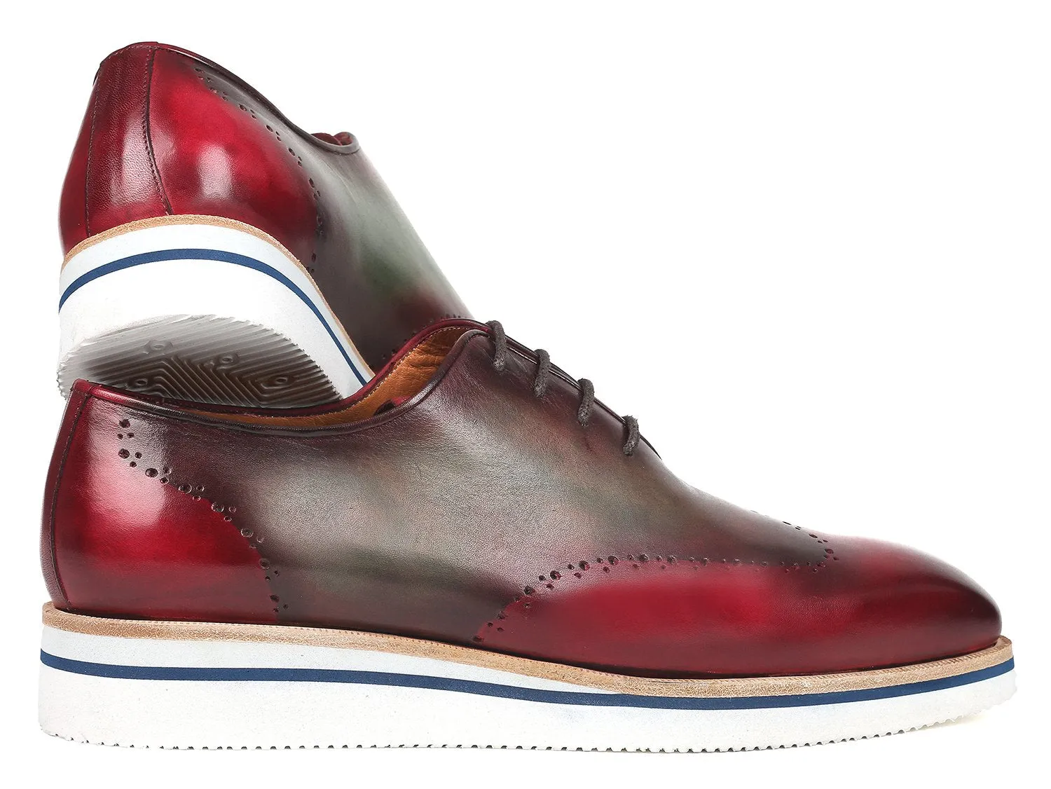 Paul Parkman Men's Bordeaux & Green Wingtip Oxfords