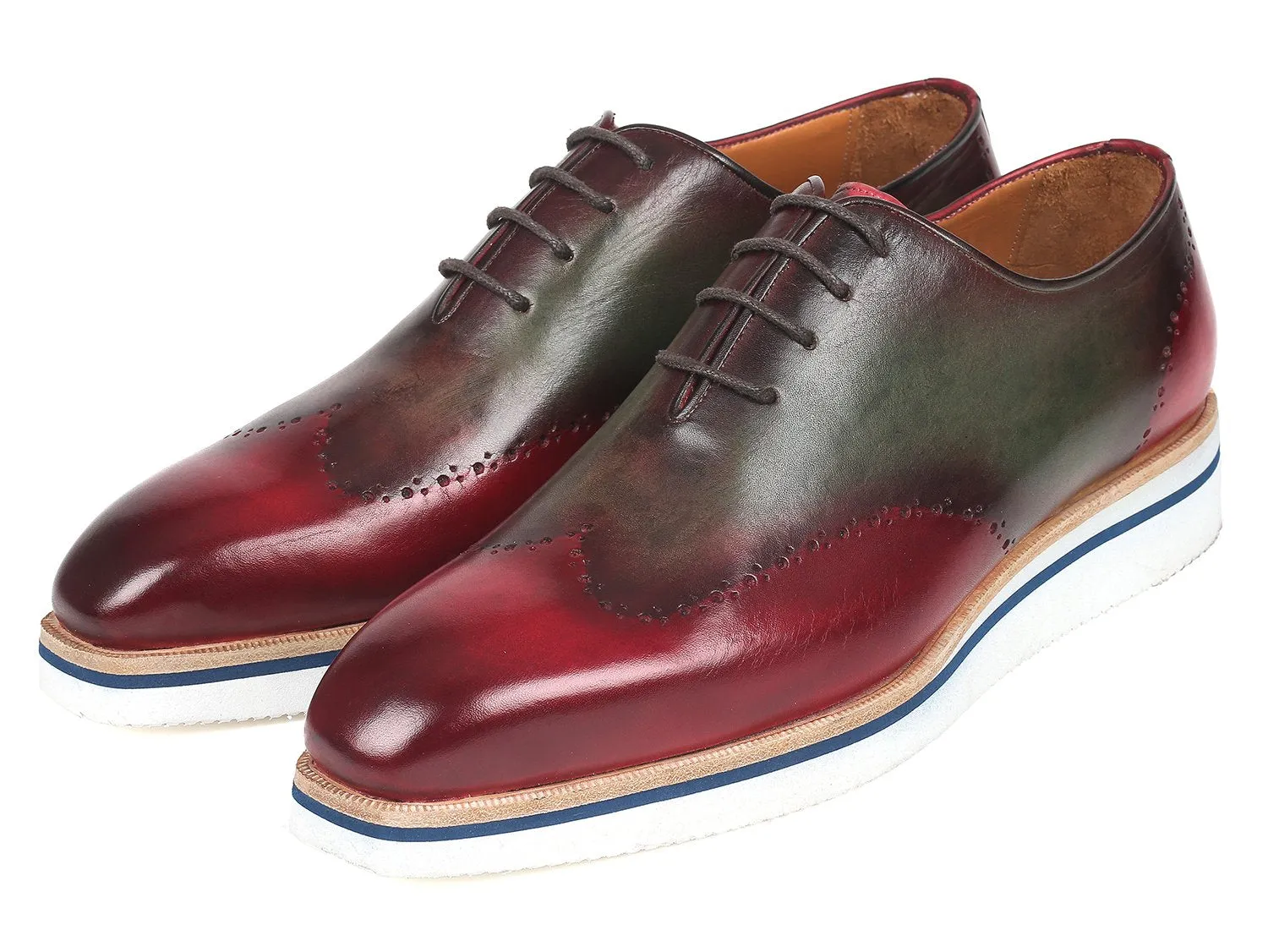 Paul Parkman Men's Bordeaux & Green Wingtip Oxfords