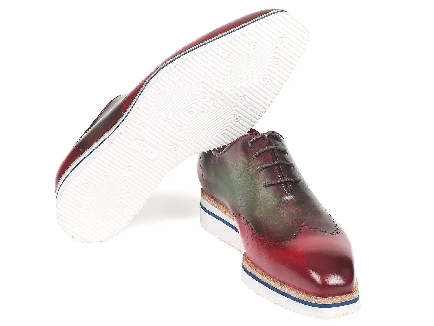 Paul Parkman Men's Bordeaux & Green Wingtip Oxfords