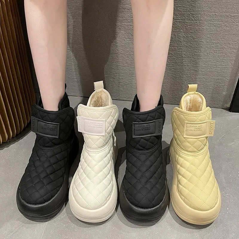 Plaid Padded Warm Snow Boots