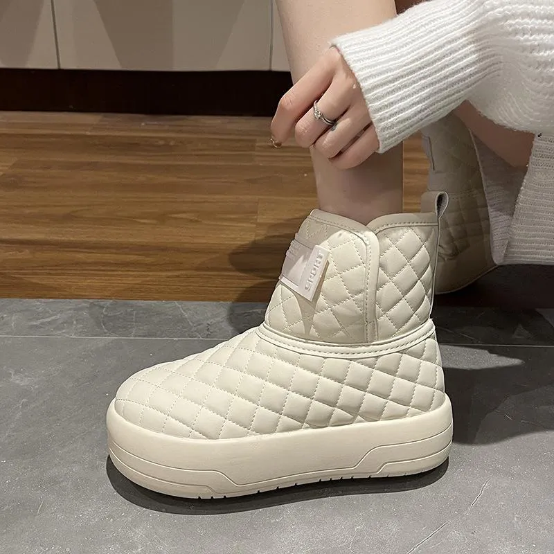 Plaid Padded Warm Snow Boots