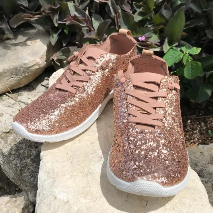 Rose Gold Glitter Mayo Easy Slip on Sneaker