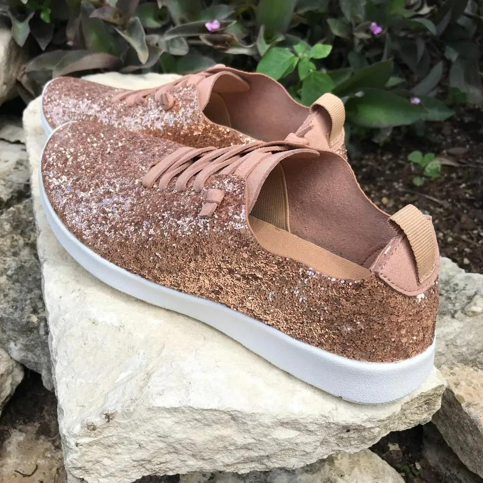 Rose Gold Glitter Mayo Easy Slip on Sneaker
