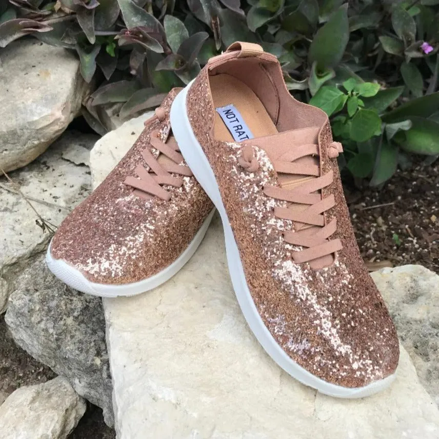 Rose Gold Glitter Mayo Easy Slip on Sneaker