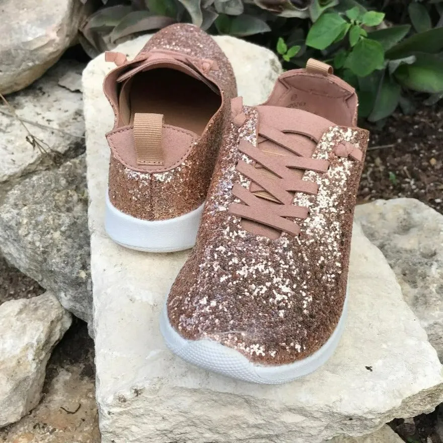 Rose Gold Glitter Mayo Easy Slip on Sneaker
