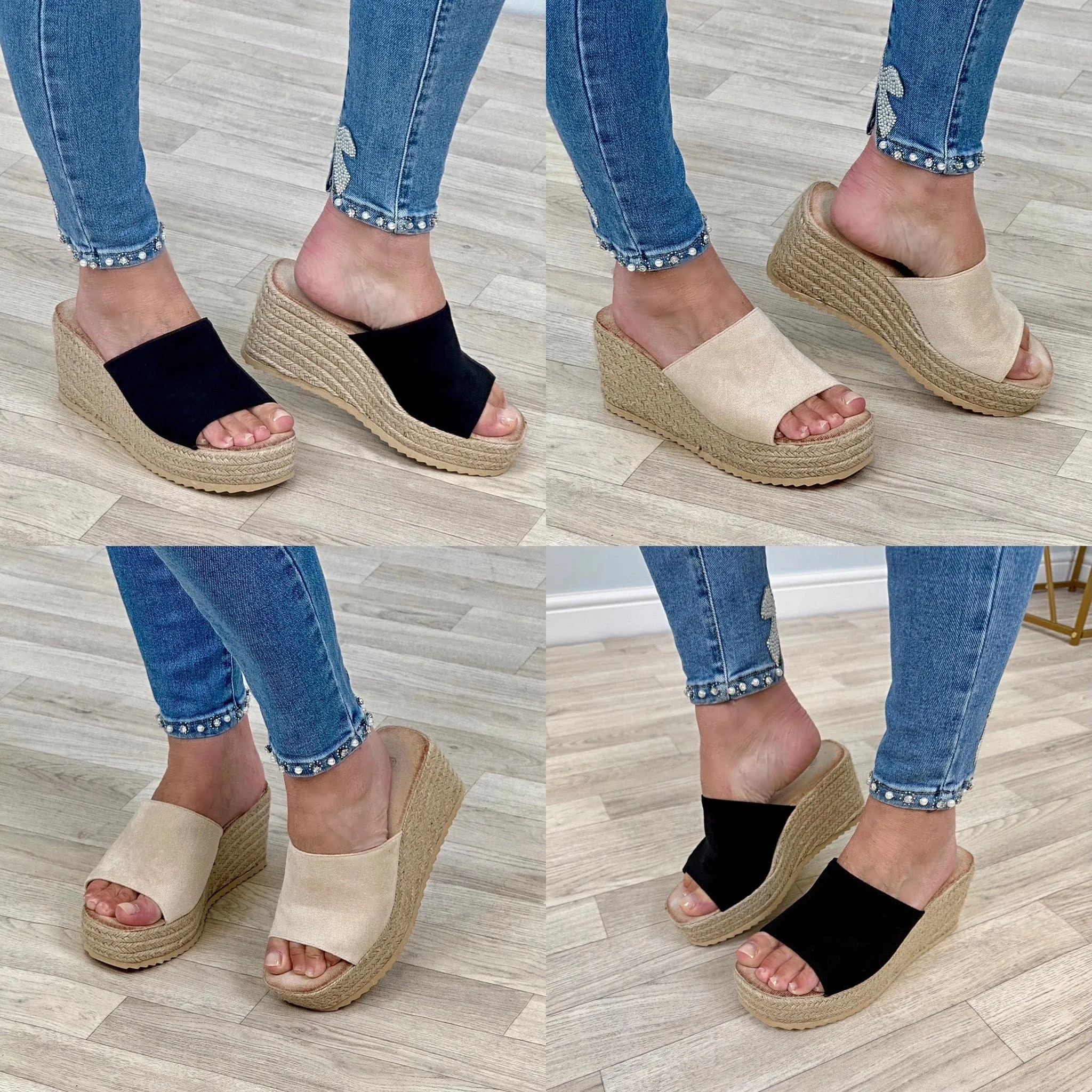 Seraphina Espadrille Platform Wedges – Chic & Comfortable Black
