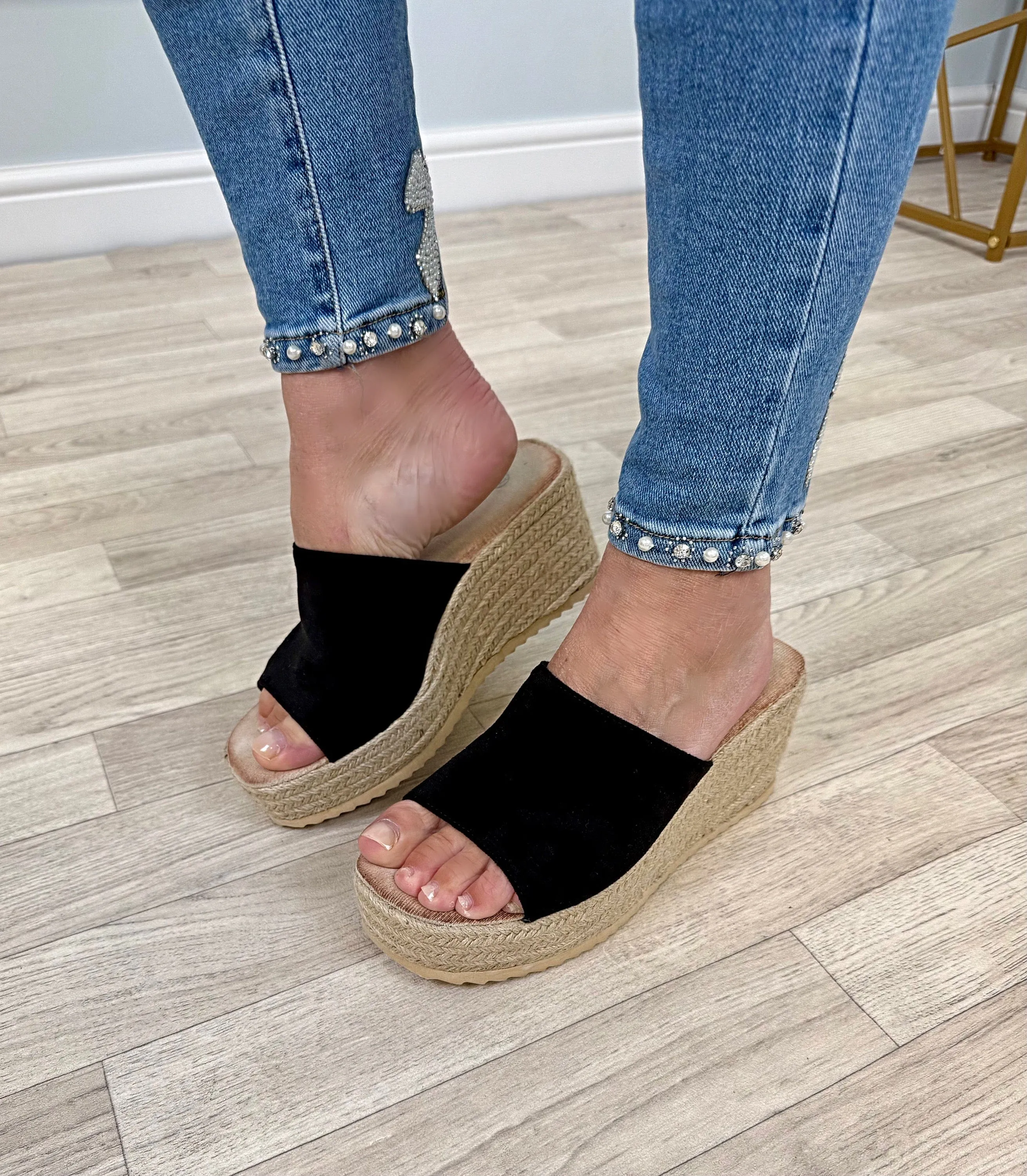 Seraphina Espadrille Platform Wedges – Chic & Comfortable Black
