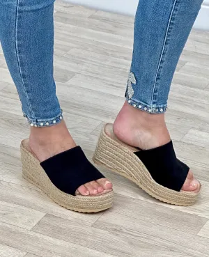 Seraphina Espadrille Platform Wedges – Chic & Comfortable Black