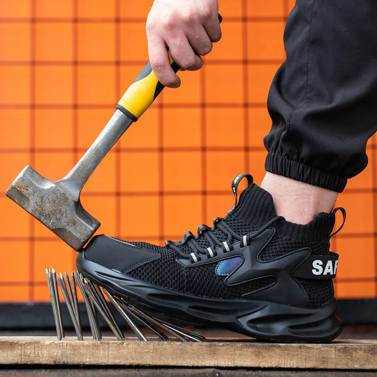 Steel Toe Sneakers for Men Women Indestructible Work Shoes Lightweight Comfortable Safety Sneakers Slip-Resistant Indestructible Composite Toe Shoes for Construction Industrial