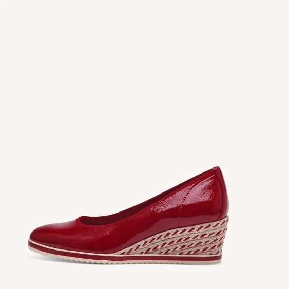 Tamaris Red Patent Wedge Shoe