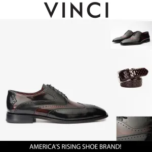 The Dicle Black/Burgundy Wingtip Semi Brogue Derby Men Shoe