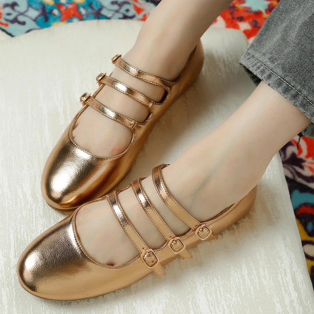 Triple Strap Mary Jane Sandals