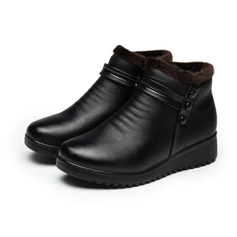 Ultra-warm Leather Winter Plush Snow Boots