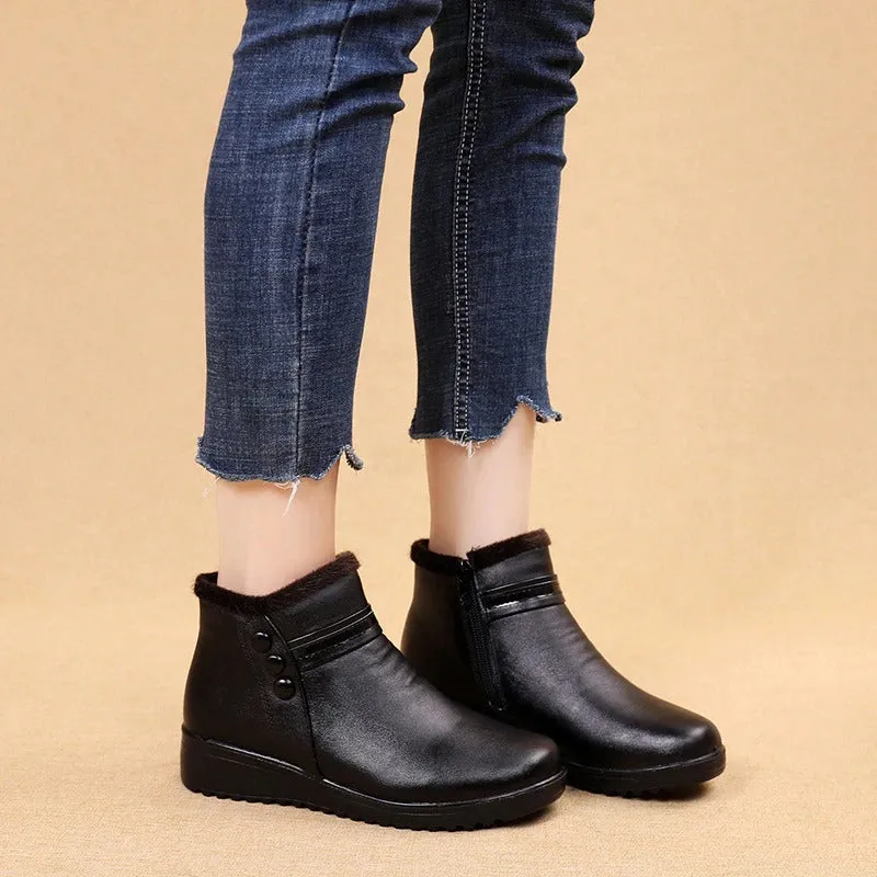 Ultra-warm Leather Winter Plush Snow Boots