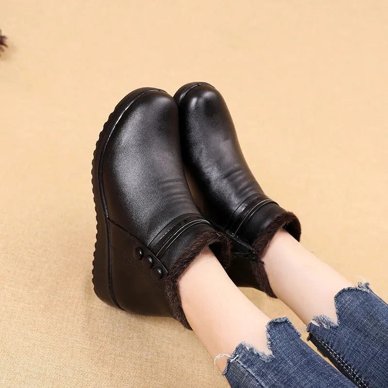 Ultra-warm Leather Winter Plush Snow Boots