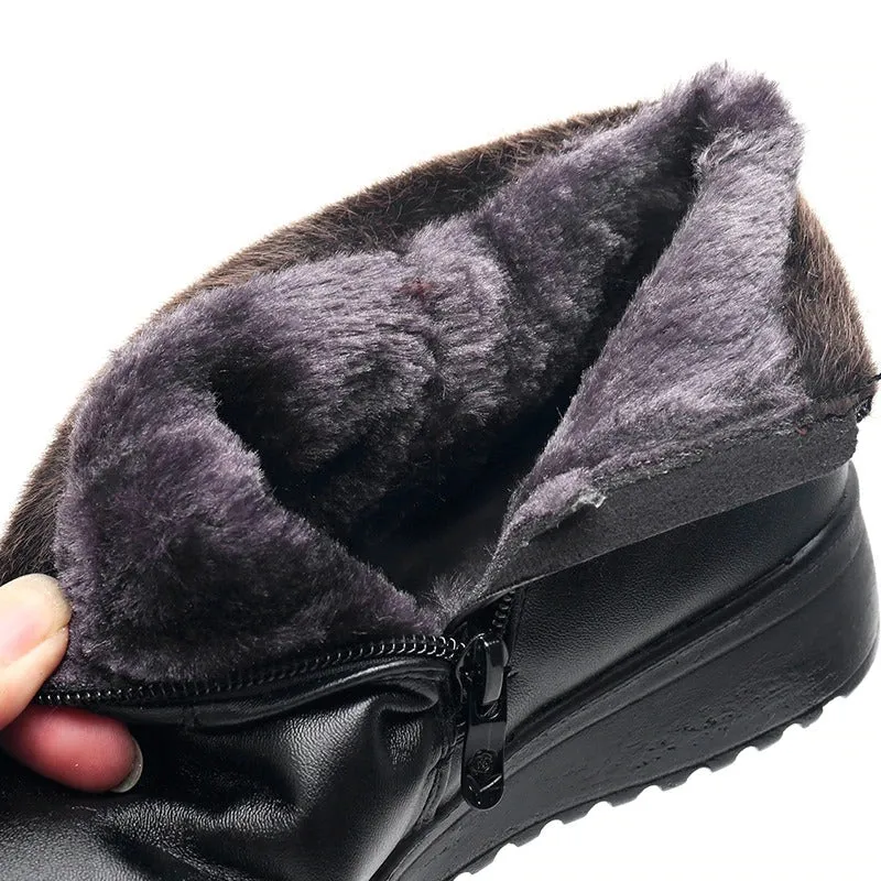 Ultra-warm Leather Winter Plush Snow Boots