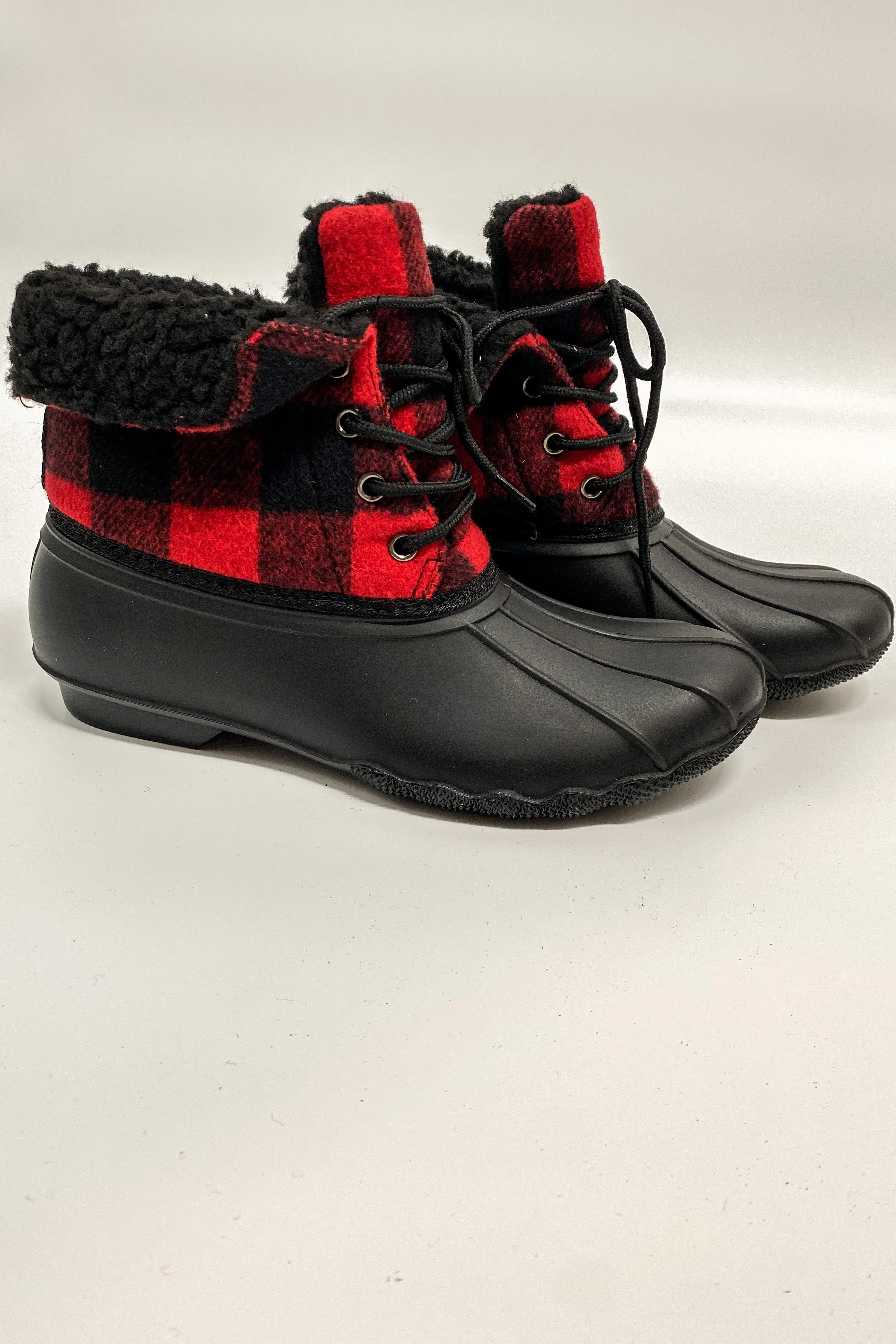 Very G Duck Boots in Buffalo Plaid