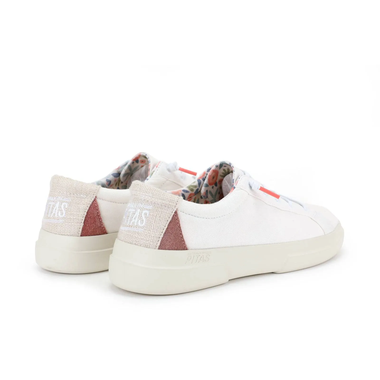 Walk In Pitas Iris Ladies White Textile Elasticated Shoes
