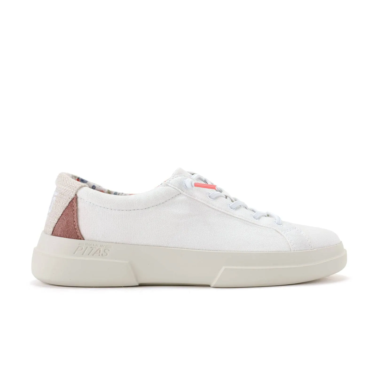 Walk In Pitas Iris Ladies White Textile Elasticated Shoes