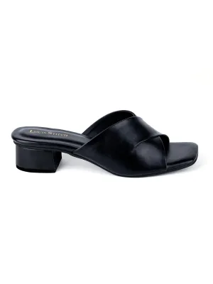 Women's Black Block Heel Mules Lightweight Sandals