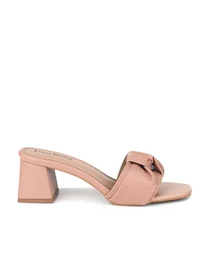 Women's Peach Pink Open Toe Bow Strap Lightweight Sandals
